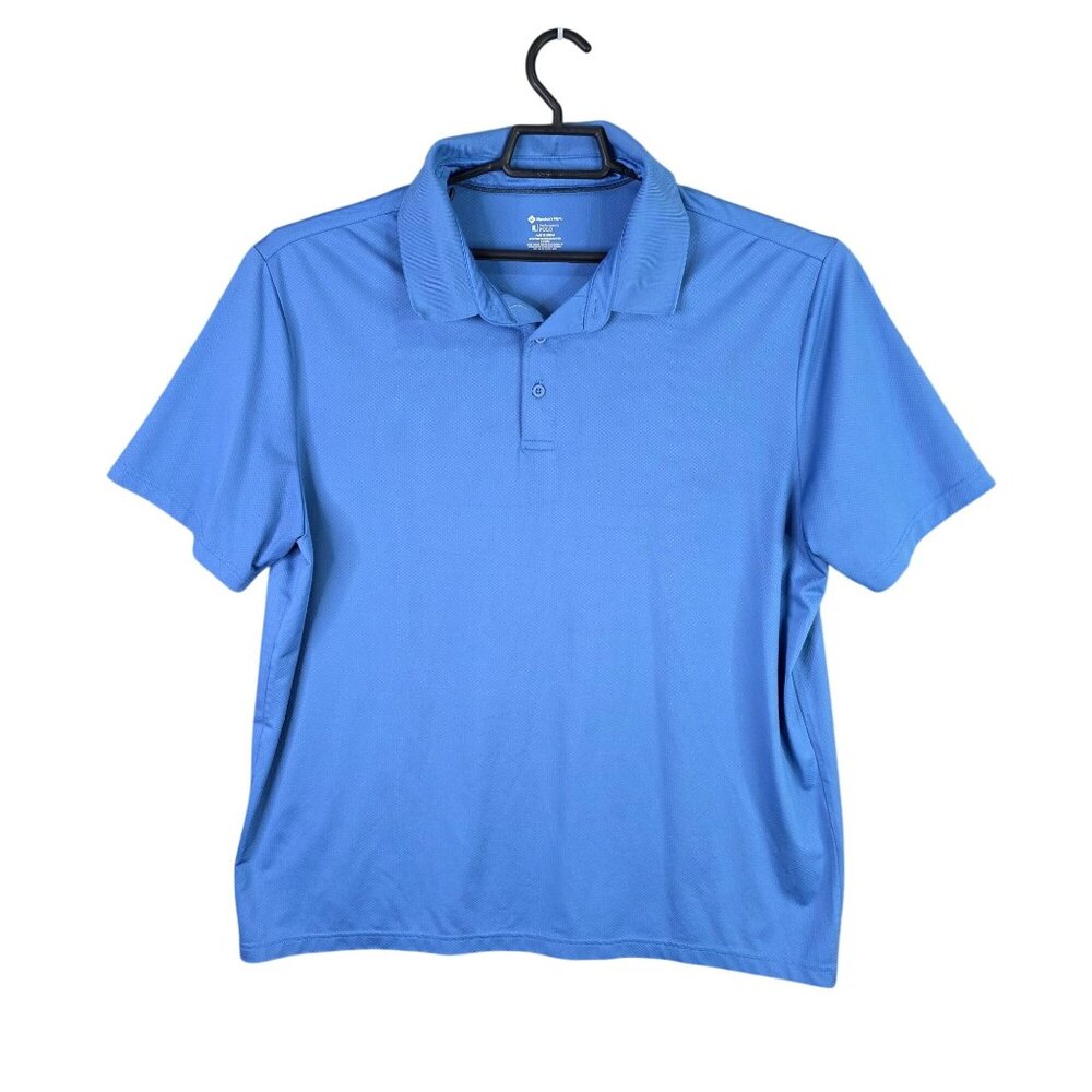 Mens Member's Mark Blue Performance Polo Shirt Short Sleeve Polyester Stretch XL